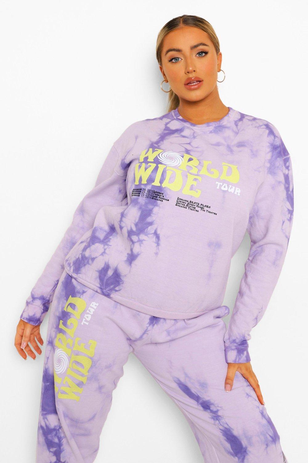 Plus Acid Tie Dye Worldwide Sweatshirt boohoo